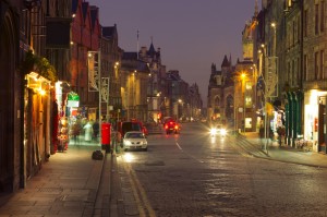 Royal Mile at dusk. Edinburgh. Scotland. UK.